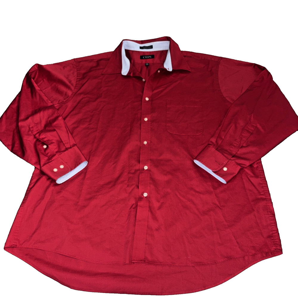 Chaps Ralph Lauren Men’s Red Wrinkle Free Dress Shirt 18/18.5 Collared #4390